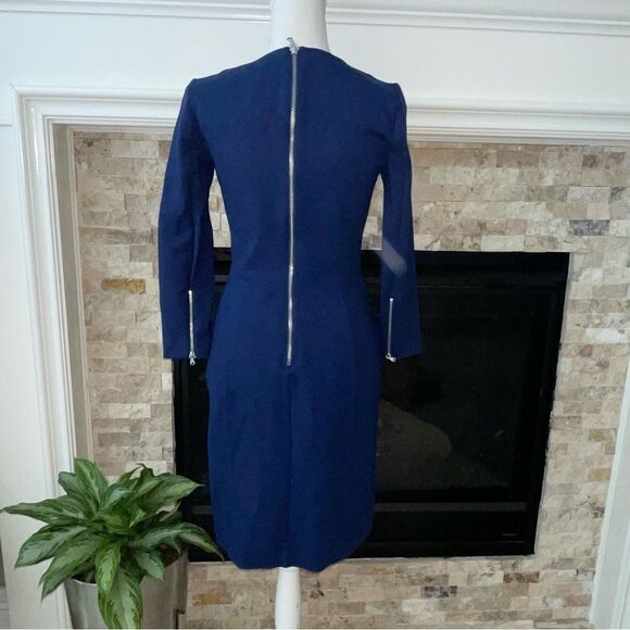 J.Crew Structured Knit Zip Dress Midnight Blue Career Sz 0 - Picture 4 of 5